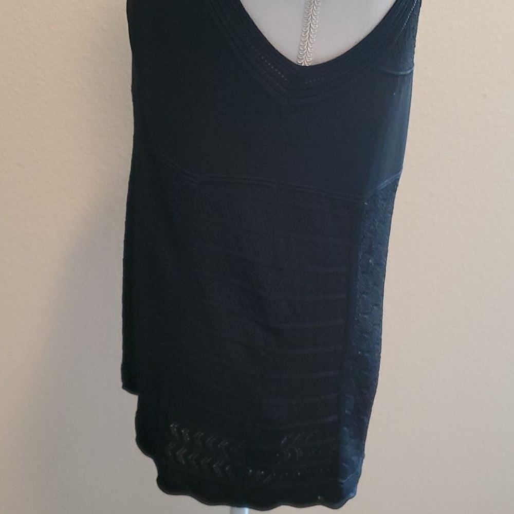 White House Black Market Halter Texture Knit Crochet Top Black Sleeveless Size S - Picture 4 of 8